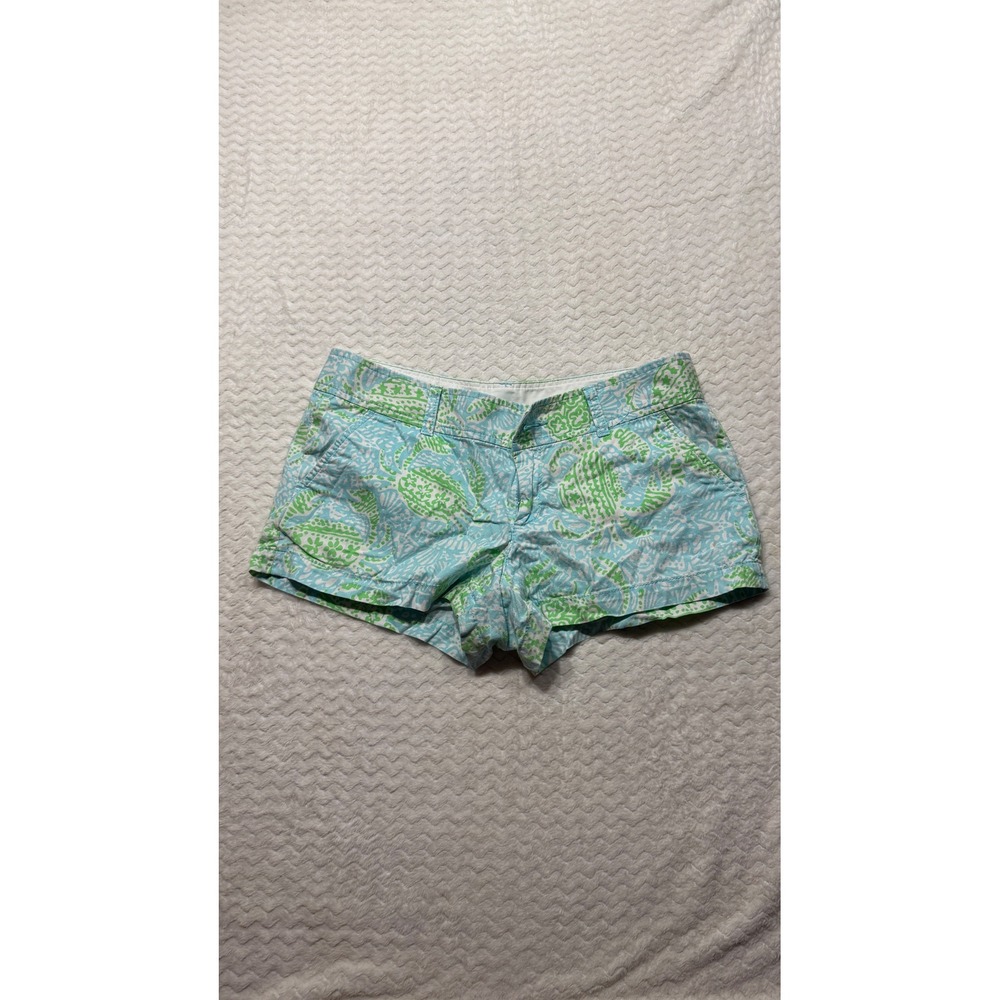 Lilly Pulitzer The Walsh Short Blue Green Tropical Print Size 6 Summer Preppy